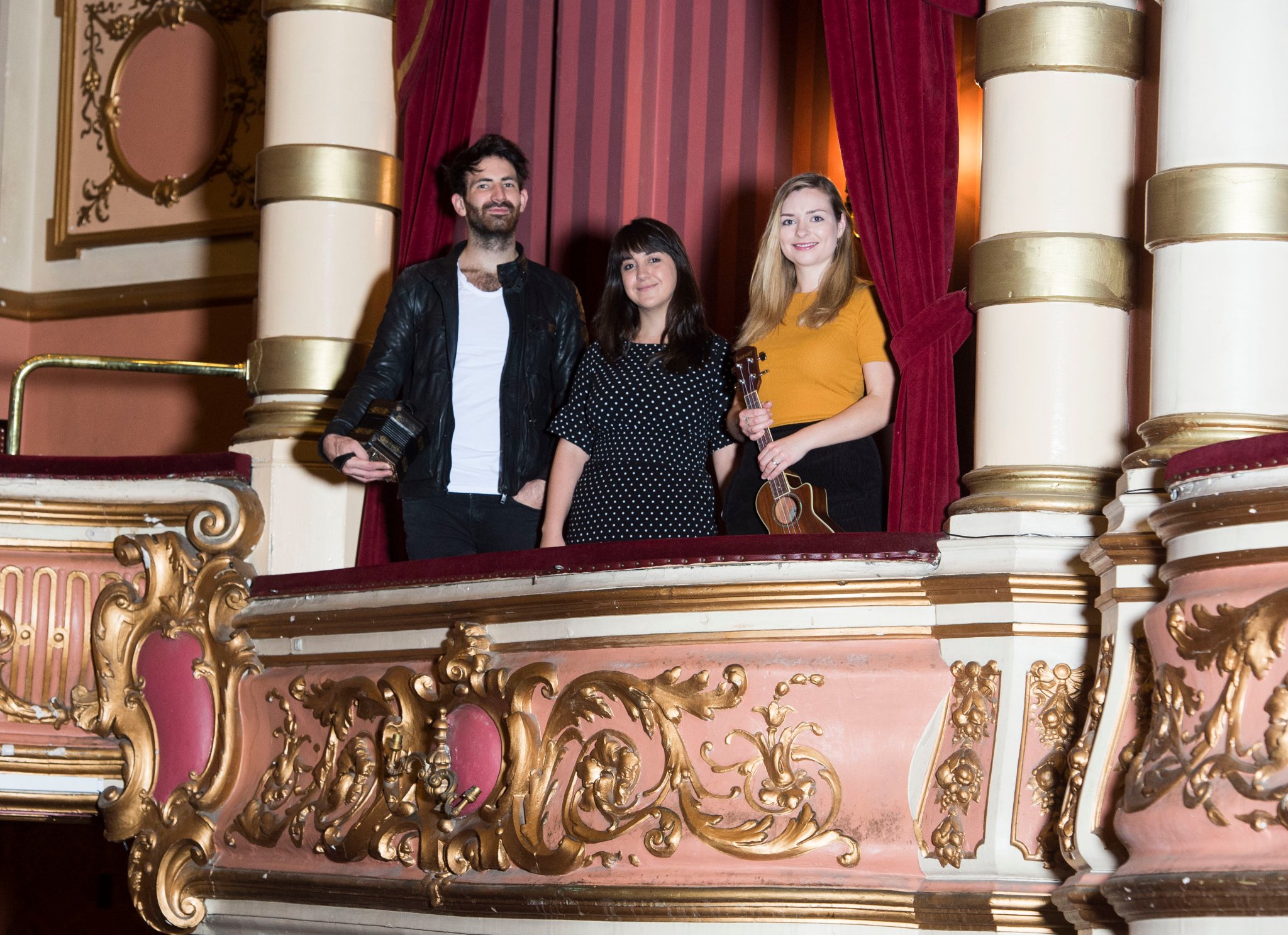 Promo image of artists in the King's Theatre Glasgow for Celtic Connections 2019