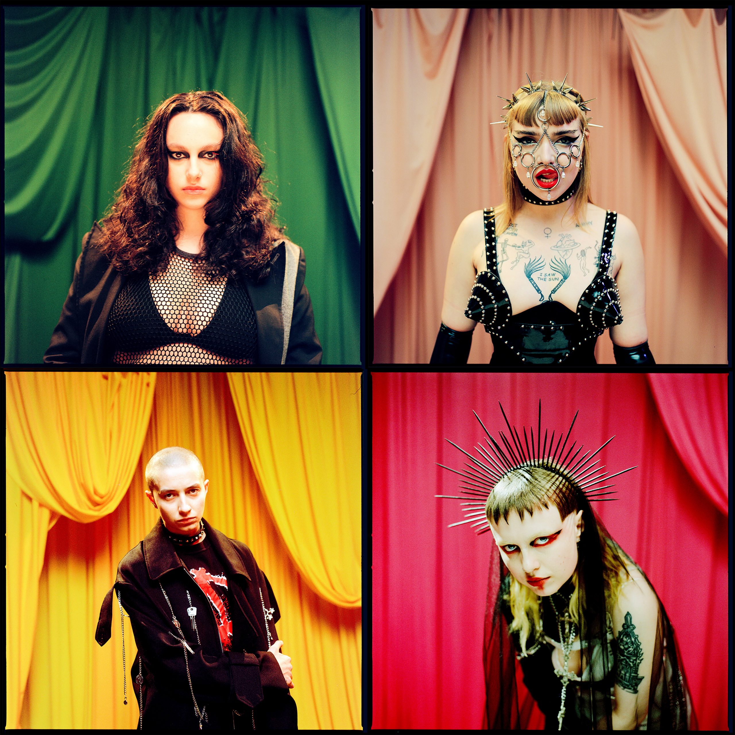 Individual pictures of the four members of the band Witch Fever